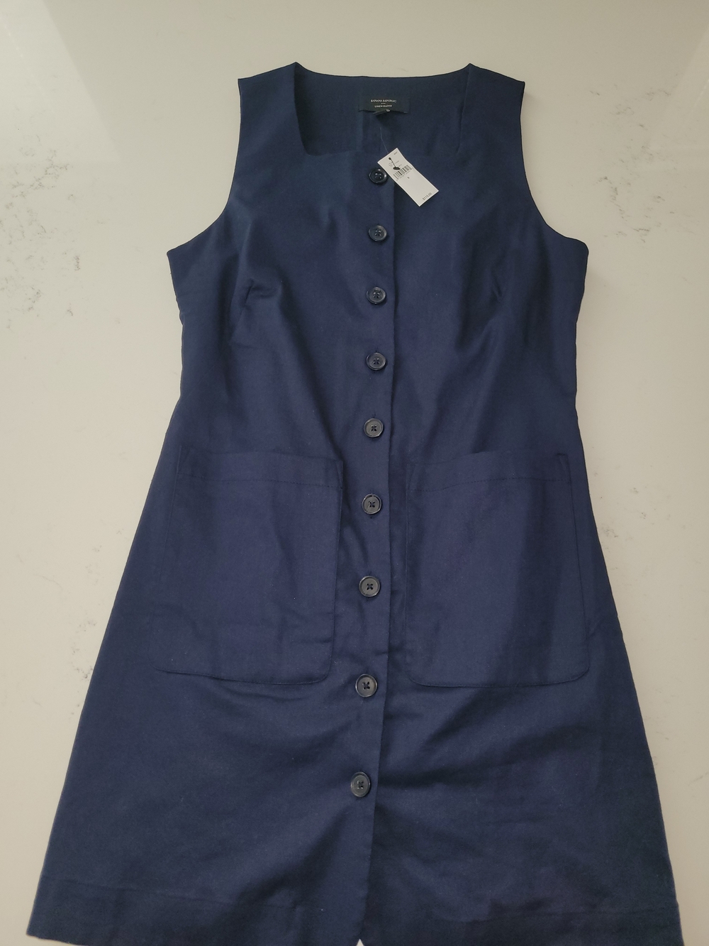 Banana Republic Navy Button-Front Sheath Dress